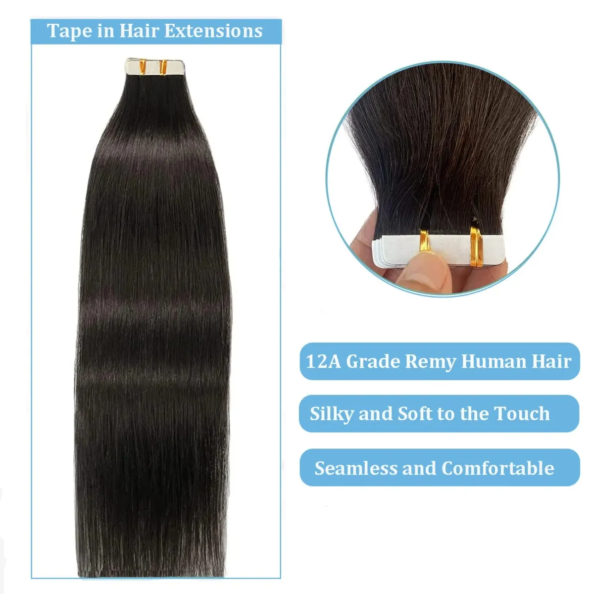 Straight Tape In Hair Extensions 100% Human Hair Blonde Brown Double Sided Adhesive Tape In Hair Natural Seamless Skin Weft