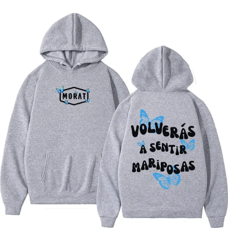 Band Morat Volveras A Sentir Mariposas Merch Hoodies Men's Women Fashion Hip Hop Rock Sweatshirts Fleece Casual Oversized Hoodie
