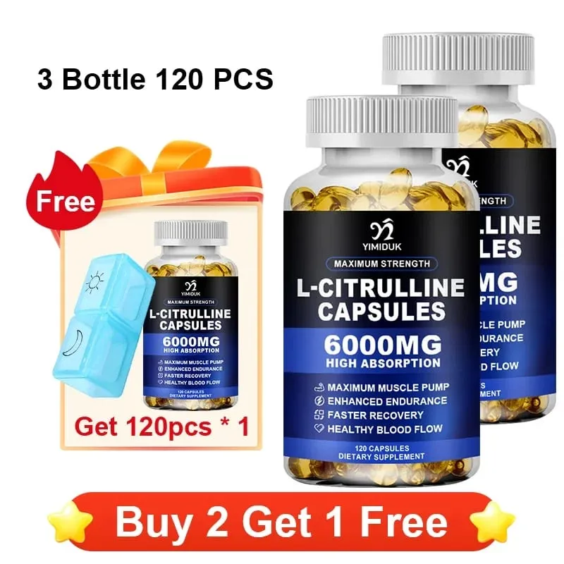 High Strength L-Citrulline Capsules with Gelatin Vitamin E Aid Vasodilation Build Muscle Fullness Quicken Recovery