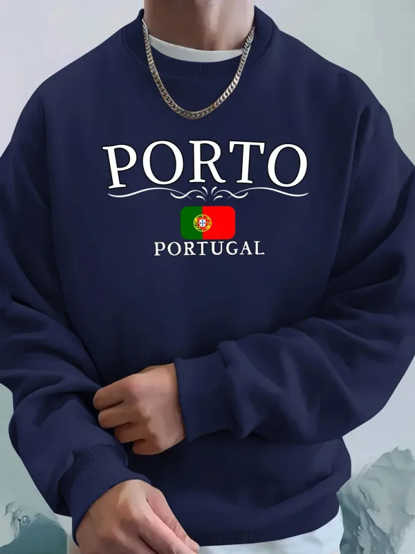 Porto Portugal Letter And Flag Print Clothes Unisex Warm Casual Hoody Street Sports Sportswear Fleece Thicken Streetwear Man