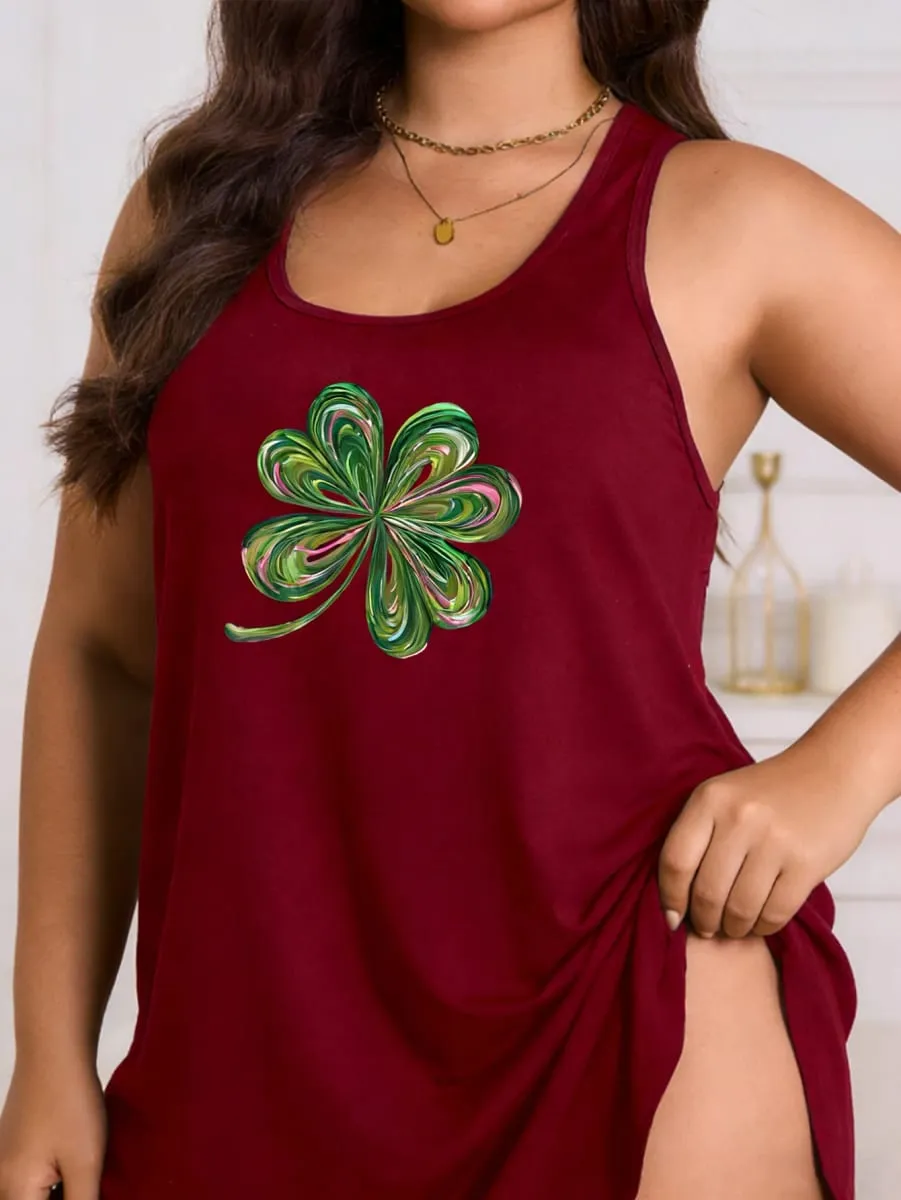 St. Patrick's Day print short-sleeved dress short-sleeved round-neck casual dress suitable for summer women's clothing