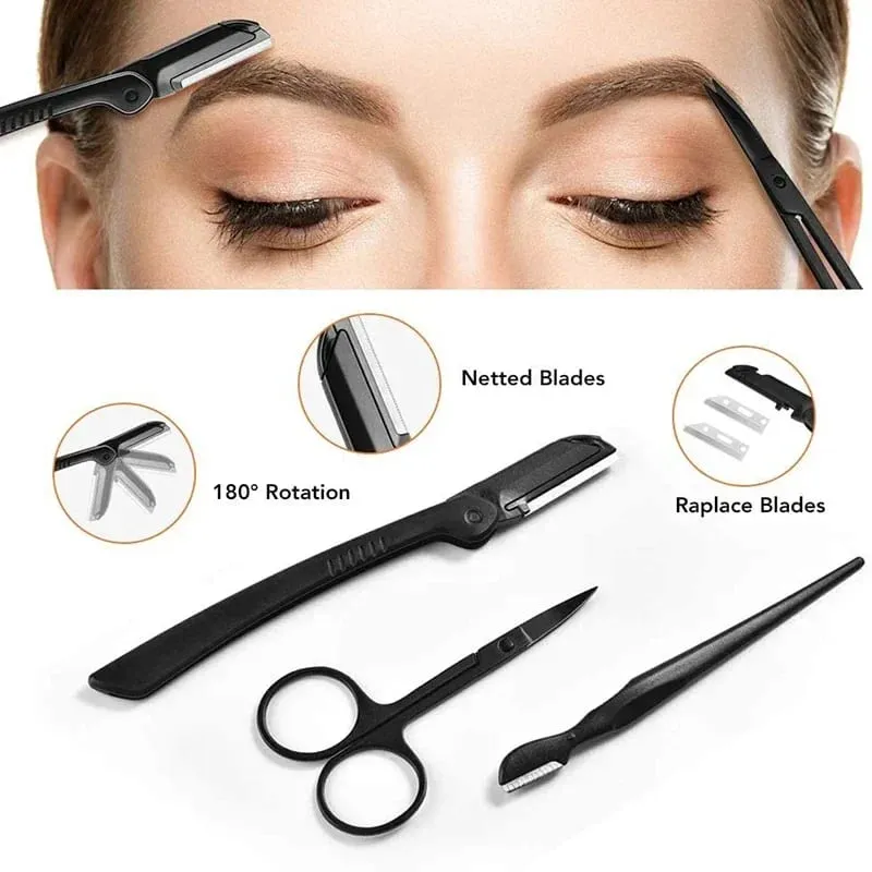 4/11/12 Pcs New Eyebrow Trimmer Set Scissors Tweezers Eyebrow Razor Scraping Eyebrow Comb Razor Eyebrow Clip Makeup Tools Sets