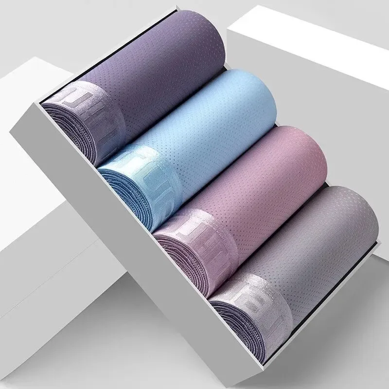 4 ชิ้นผ้าไหมน้ำแข็งตาข่ายกางเกงบ็อกเซอร์ผู้ชายชุดชั้นใน Cool Underpant Breathable เซ็กซี่กางเกง Slim ชุดชั้นในไม้ไผ่ขายส่งจำนวนมาก L-6XL 3256806582323621