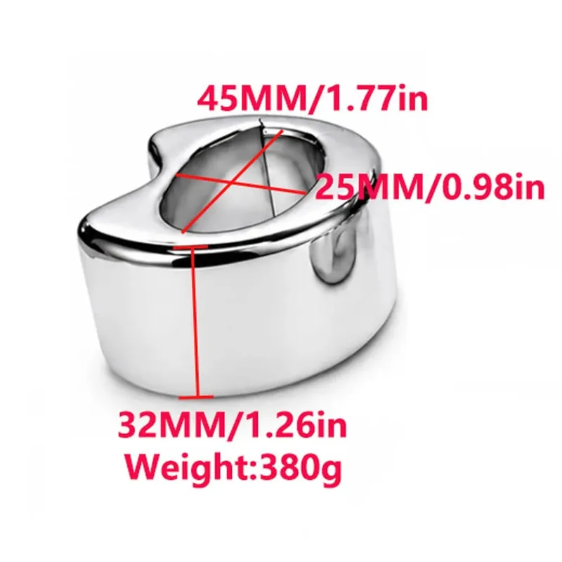 Stainless steel penis lock bondage cock Ring Heavy Duty male metal Ball Stretcher Scrotum Delay ejaculation BDSM Sex Toy for men