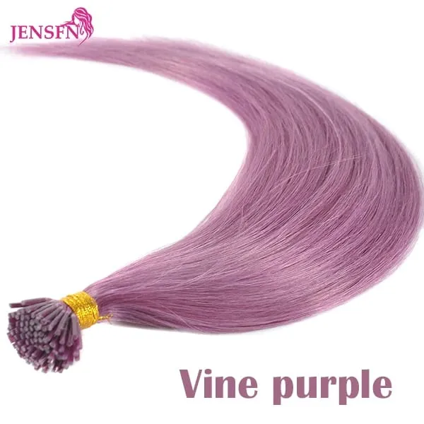 I Tip Color Hair Extensions 0.5g/Strand Remy Fusion 100% Human Hair Keratin Capsule Purple Blue Pink For Women