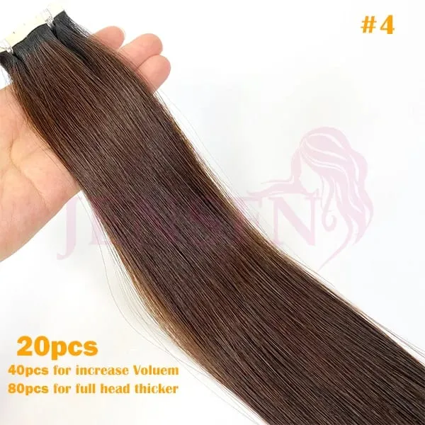 Mini Tape In Hair Extensions 100% Natural Human Hair Remy Quality Straight Seamless PU Tape Ins Brown blonde For Salon