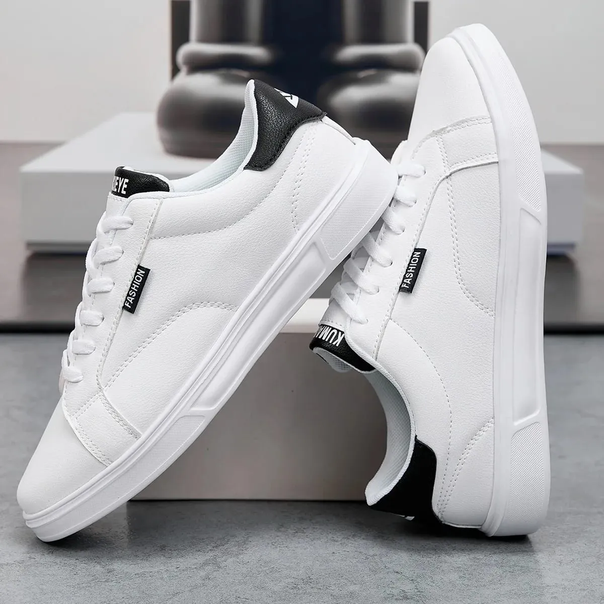 Män Skor Bekväma Fritidsskor För kvinnor Vitt läder Sneakers Lättvikt Promenad Platt Utomhus Sport Löpning Tennis Zapatillas — image 4