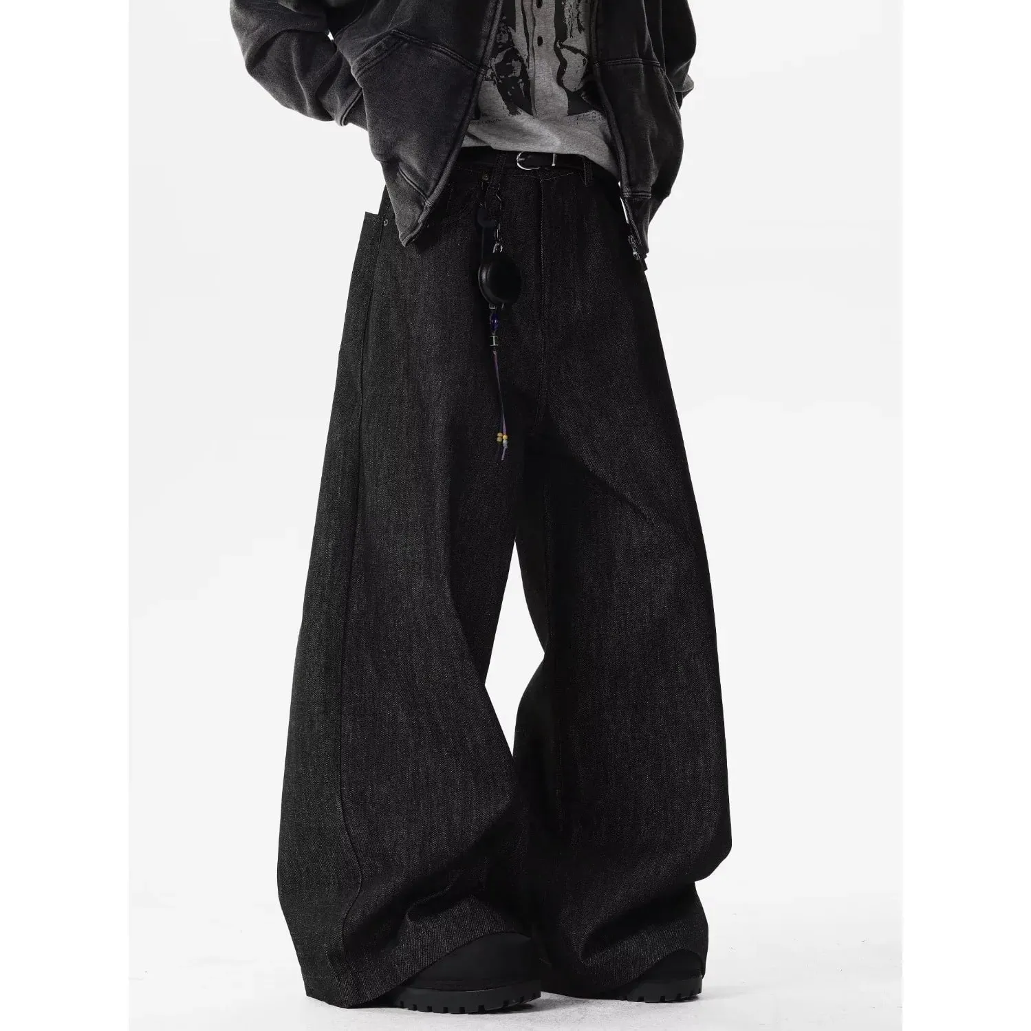 Retro Red Dragon Embroidery Wide Leg Knife Edge Jeans for both men and women Y2K street cool floor length wide leg pants