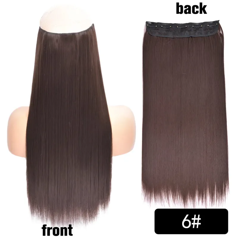 Longo reto encaracolado uma peça 5 clipes clip-in extensões 22 Polegada penteados resistentes ao calor cor mistura loira pedaço de cabelo para mulher