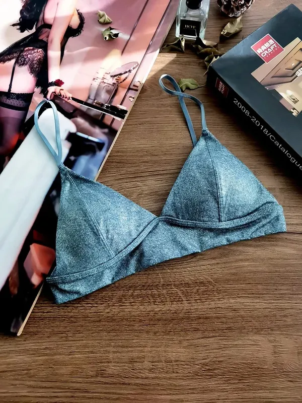 Bộ áo ngực cúp ngực tam giác Gợi cảm họa tiết da báo siêu mỏng Wirefree Bralette & Quần lót dành cho ngực nhỏ
