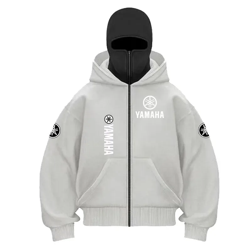 yamaha logo Printed Cotton Cycling Mask Zipper Hoodie Men and Women Autumn and Winter New Style Fashion Casual Retro Cycling Jer
