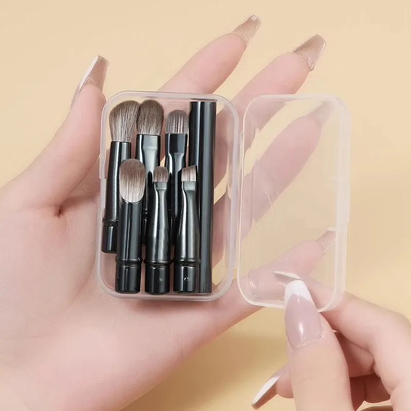 6Pcs Mini Travel Makeup Brushes Set With Box Portable Cosmetic Powder Foundation Blush Concealer Brushes Makeup Tools