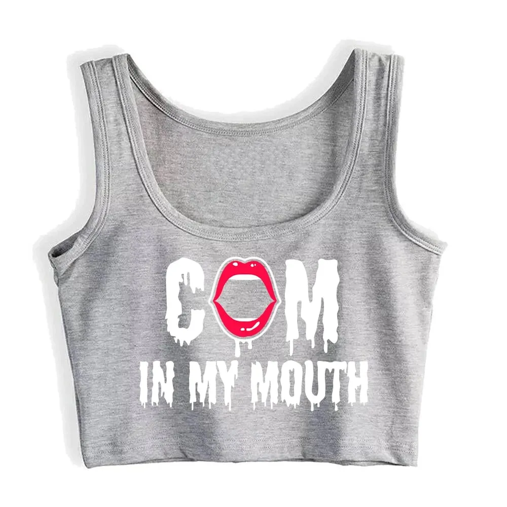 Chodź do moich ust Drukuj Seksowny, krótki top teściowa Humor Zabawa Flirty Bdsm Styl Tank Top Swinger Niegrzeczna koszulka — image 7