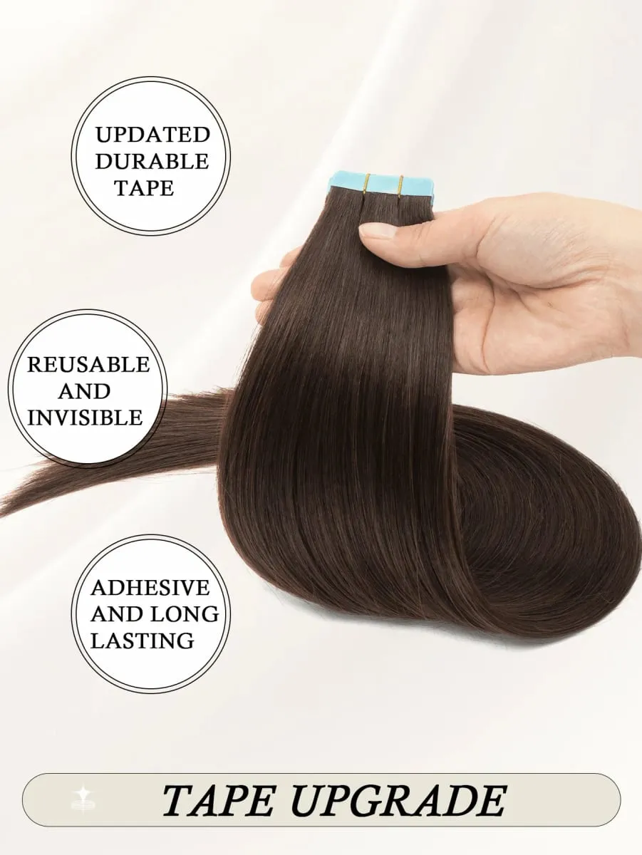 Tape In Hair Extensions 100% Human Hair Remy | 12-20 Inch 20pcs 30g Wefts for Thick or Thin Hair | No Damage Easy to Apply