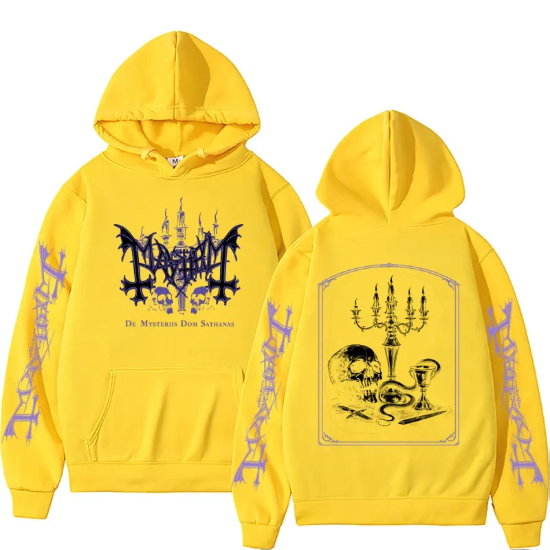 Rock Band Mayhem De Mysteriis Dom Sathanas Skeleton Graphic Hoodie Men Women Death Black Metal Gothic Punk Hoodies Streetwear