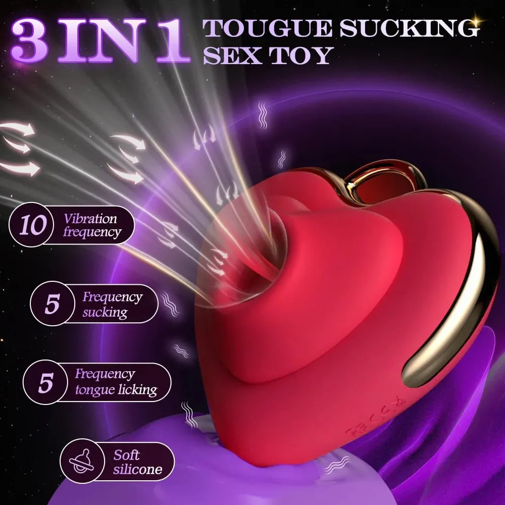Sex Toys Mini Portable Heart-Shaped Tongue Licking Sucking Massager Powerful G-Spot Clitoral Nipple Stimulator Adult Toy for Women