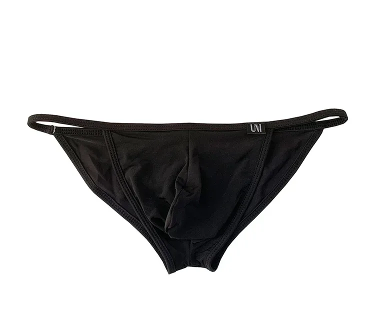 Men's Sexy Briefs Ultrathin Ice Silk Underpants Double Split Bikini Underwear With Holes Personalized U-Convex Design Panties