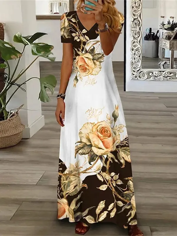 Women Loose Vintage Fashion Ruffles Befree Dress Large Big Lace Sexy Sexy Summer Boho Casual Evering Party Elegant Maxi Dresses