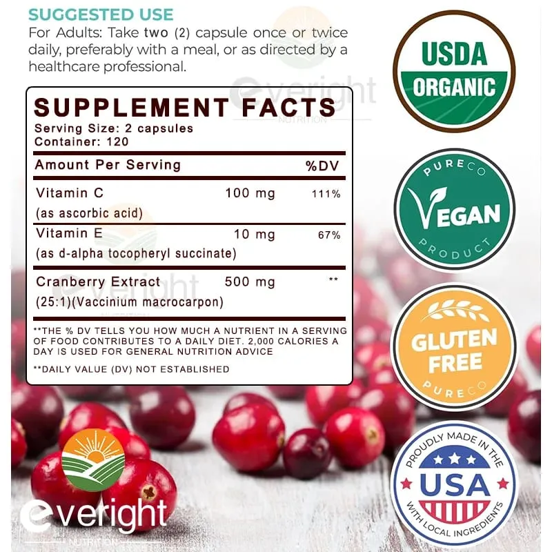 Cranberry Capsules for Women – UTI Defense Blend with Vitamin C & E – Supports Urinary Tract Bladder Kidney & Vaginal pH Healt
