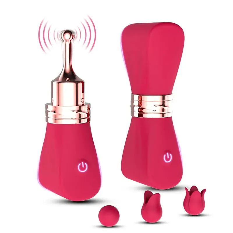 Women's Adult Toy Massager Clitoral G-Spot Nipple Stimulator High-Frequency Mini Bullet Vibrator 3 Silicone Massage Heads