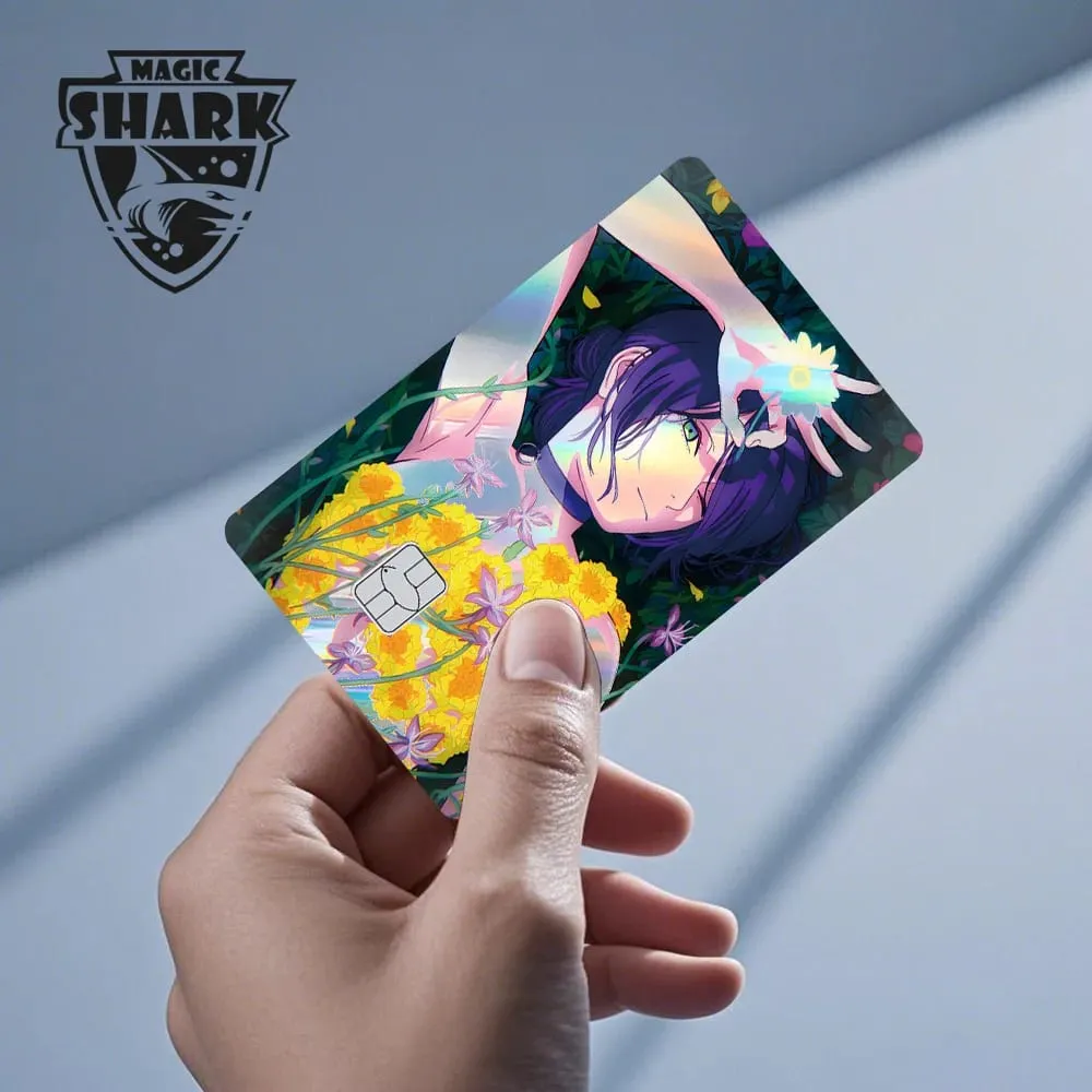 Magic Shark Reze Pretty Girl Holographic Shinny Laser Skin Credit Debit Bank Film Skin Cover Sticker