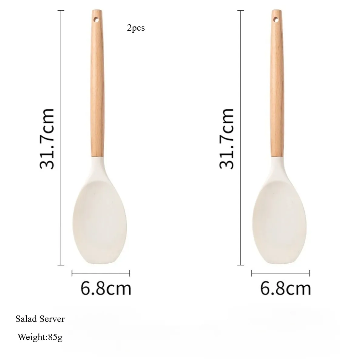 2/12Pcs White Silicone Kitchen Utensils Set with Wooden Handle Cookware Spatula Heat Resistant Non-stick Kitchen Cooking Tools