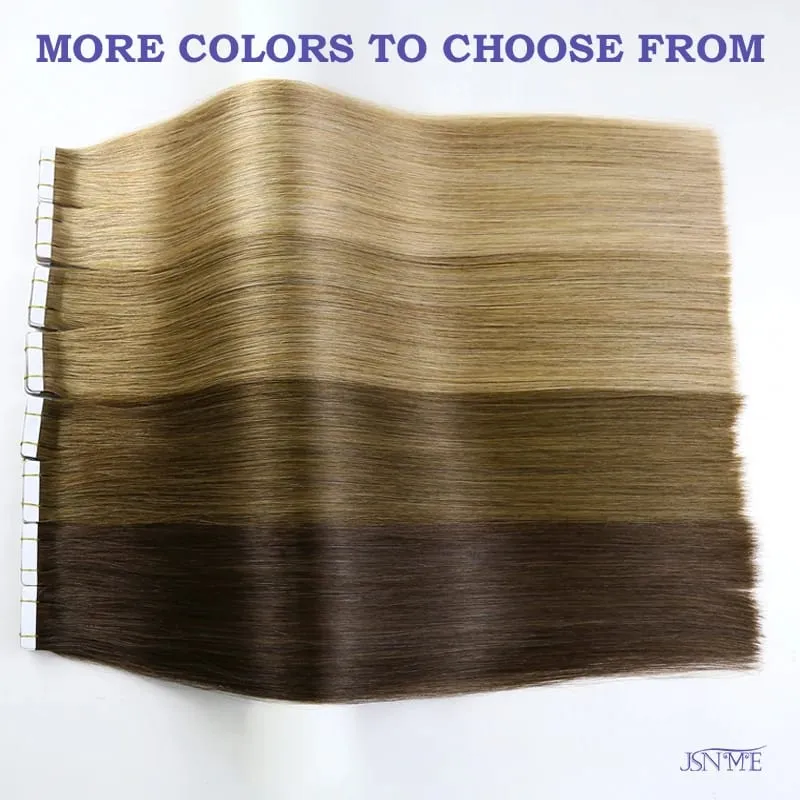 Tape In Human Hair Extensions 100% Really Hair Tape In Hair Natural Straight Black Brown Blonde 613 For SalonFor Women