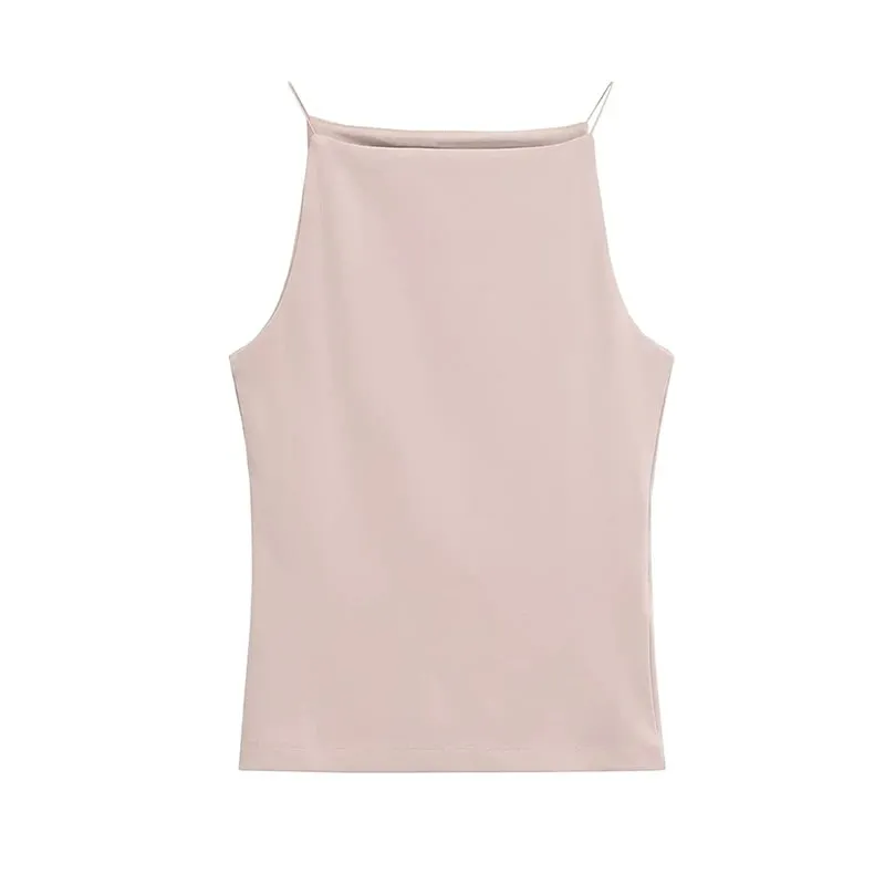 Summer women's retro solid color spicy girl sexy sleeveless slim fit off shoulder vest top