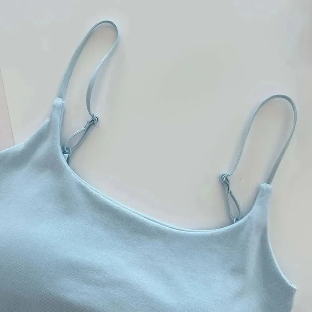 Sweet Sleeveless Suspender Vest Slim With Padded Cups Fitted Tops Underwear Short Vest Sports Activities