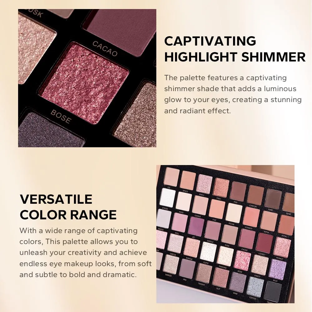 Neutral Vibes Matte 40 Colors Highlight Shimmer Eye Shadow Cosmetics Palette Glitter Eyeshadow