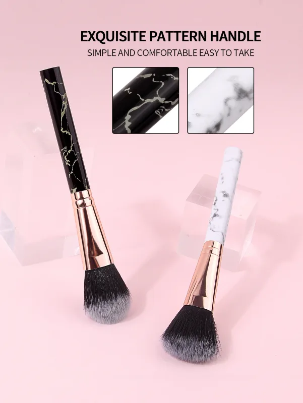 2Pcs Marble Handle Blush Brushes Soft Fluffy Face Makeup Brush For Cheek Blush Powder Cosmetic Blending Beauty Make Up Tools