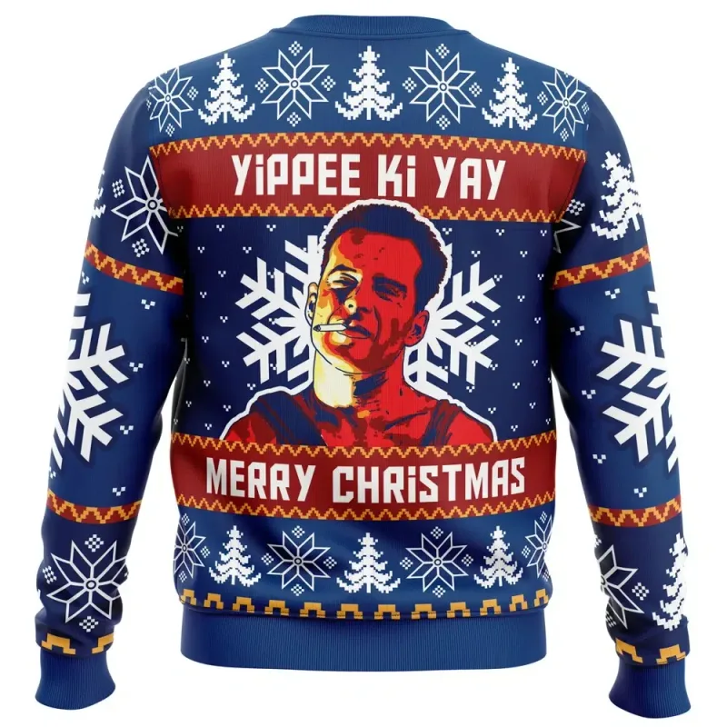 Yippee Ki Yay Die Hard Print Masculino Feio Natal Crewneck Moletom Macio Confortável Estilo Relaxado Plus Size Outono Inverno