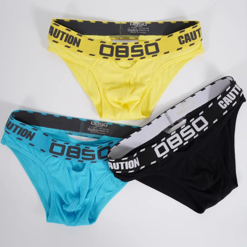 1/3Pcs Cotton Men Underwear Sexy Breathable Bikini Panties Underpants Large Crotch Pouch Mens Briefs with Front and Back Cutouts