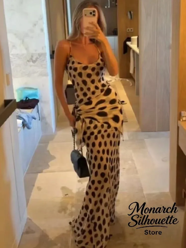 Sleeveless Striped Spaghetti Strap Dress Women Chic Irregular V-neck Sleeveless Slim Long Vestidos Lady Holiday Daily Dresses