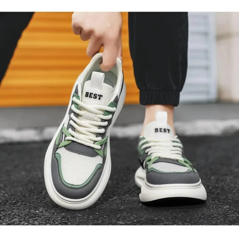 Free Shipping Sports Mens Shoes Height Increasing Thick Sole Vulcanized Sneakers Fashion Casual Lace Up Anti SlipOutdoor Walking