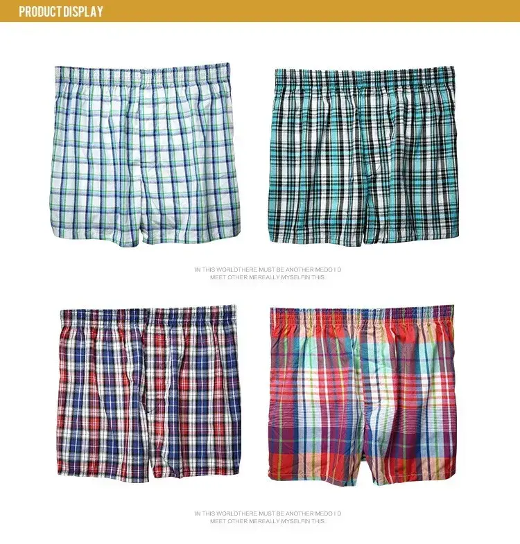 4PCS ชุดชั้นในบุรุษนักมวยหลวมกางเกงขาสั้นผู้ชายกางเกงผ้าฝ้ายลายสก๊อตขนาดใหญ่ Arrow กางเกง PLUS ขนาดคลาสสิกพื้นฐานลายสก๊อต