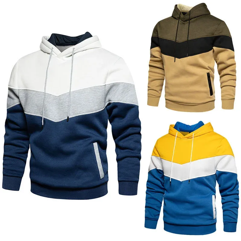 Spring Autumn Fashion splicing Men's Hoodies long sleeve Casual Hoodies Sweatshirts Sweatshirt men tops Pullover