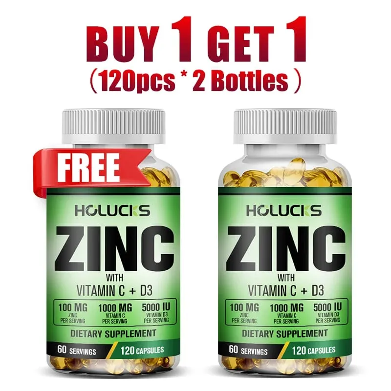 Buy 2 Get 2 Free! Zinc Capsules Support Strong Immunity & Overall Vitality Respiratory Health & Strong Bones Antioxidant