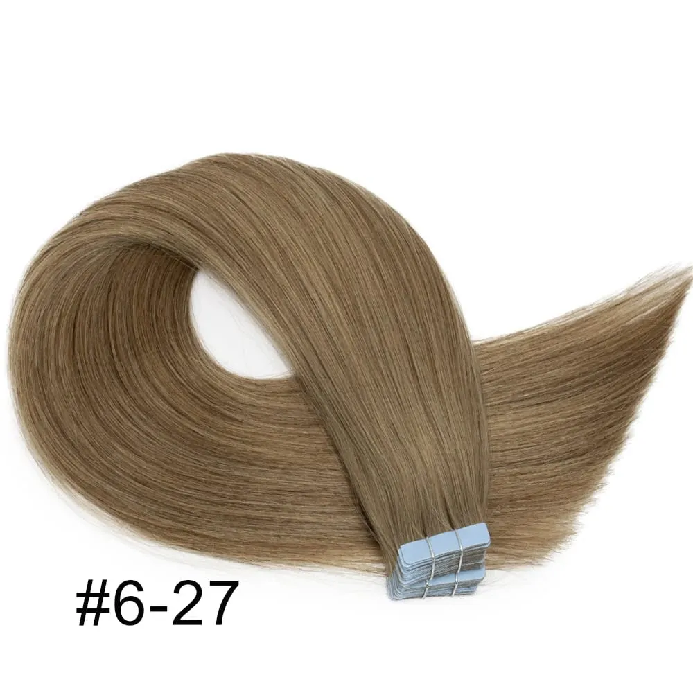 Newly Women Long Human Hair Extension Tape Ins Natural Tape In Hair Extensions Human Hair Gorgeous Seamless Weft Adhesive Hair