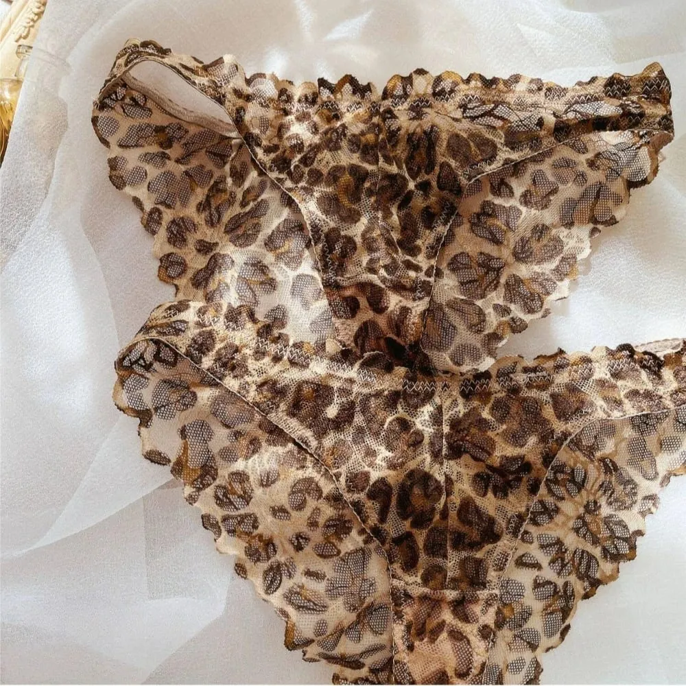 Summer Ultra Thin Women Lingerie Set Sexy Leopard Print Bra French Lace Flowers Embroidery Underwear Breathable Intimates Bras