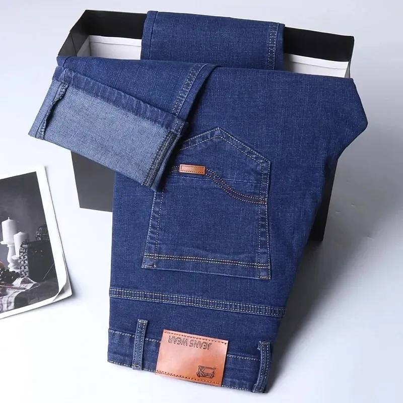 Men's Casual Straight Stretch Jeans 2026 Spring Autumn New Classic Blue Black Work Denim Trousers Fashion Male Brand Clothing