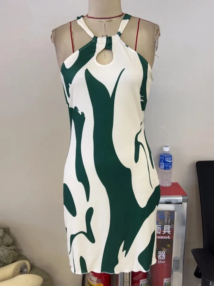 2026 New Spring and Summer Printed Sexy Off-shoulder Lace-up Loose Women's Dress Ladies