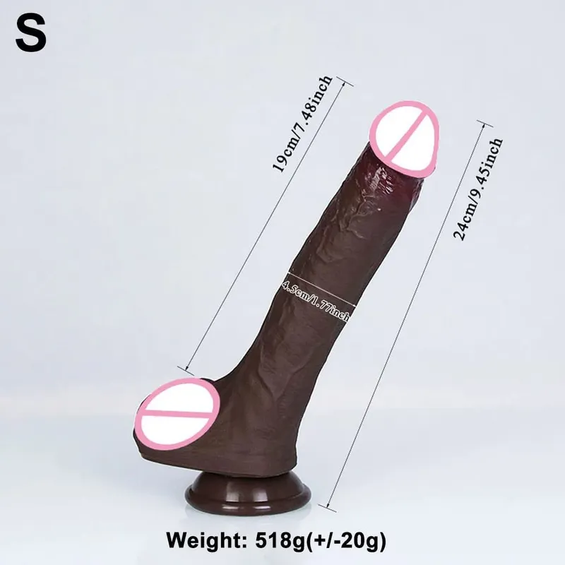 Realistiska 4 storlekar Mjuk Stor dildo Dubbel silikonsugkopp Penis Par Onani Mjuk kuk Kvinna Man Anal Vuxen Sexleksak — image 12