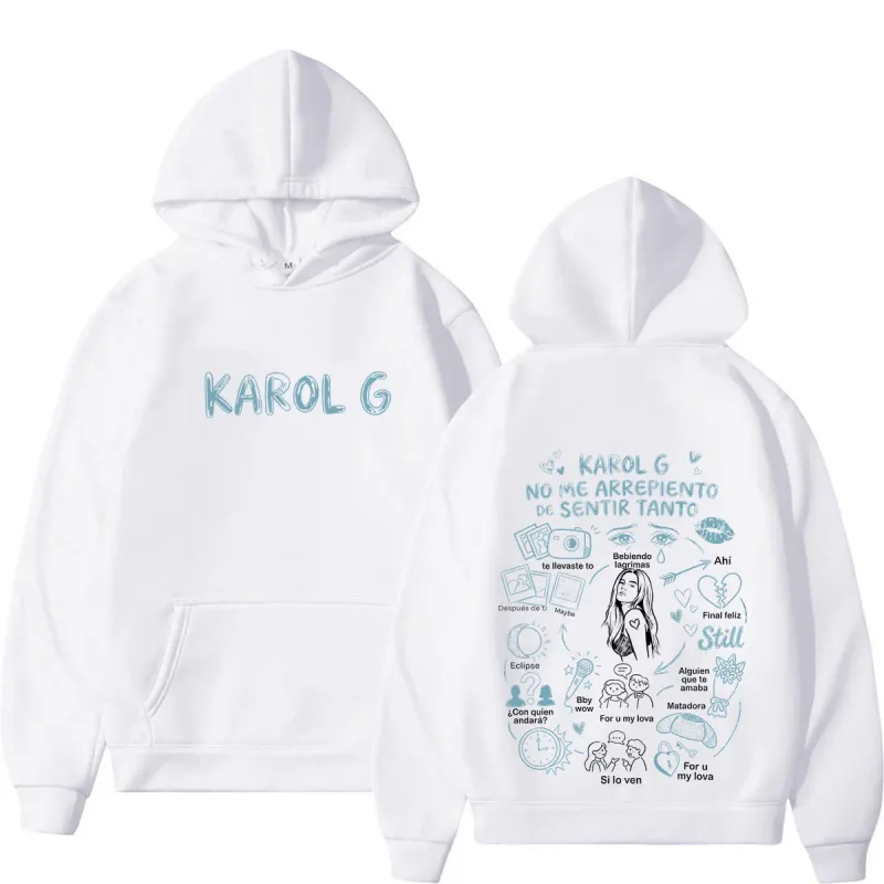 Karol G Album No Me Arrepiento De Sentir Tanto 2026 Print Hoodie Men Women Fashion Casual Pullover Long Sleeves Loose Hoodies