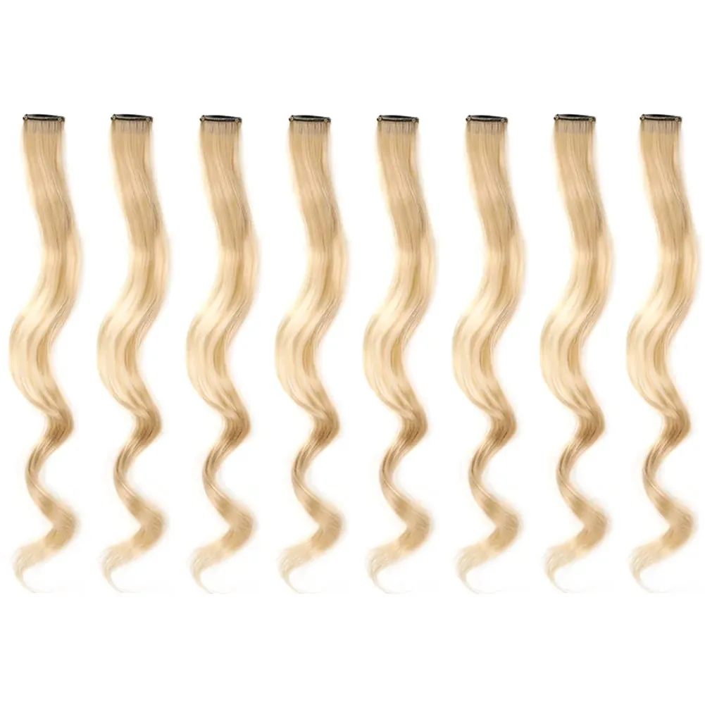 20 Inch Colourful Curly Wavy Party Highlights Clip in Synthetic Hairpieces 8 Pack Curly Colored Hair Extensions for Women