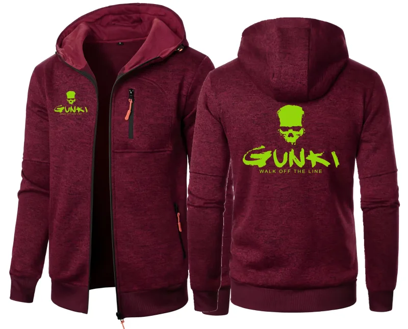 Gunki Love Fishing – manteaux à capuche pour hommes, sweat-shirt décontracté avec fermeture éclair, vêtements de sport, coupe cintrée, veste décontractée