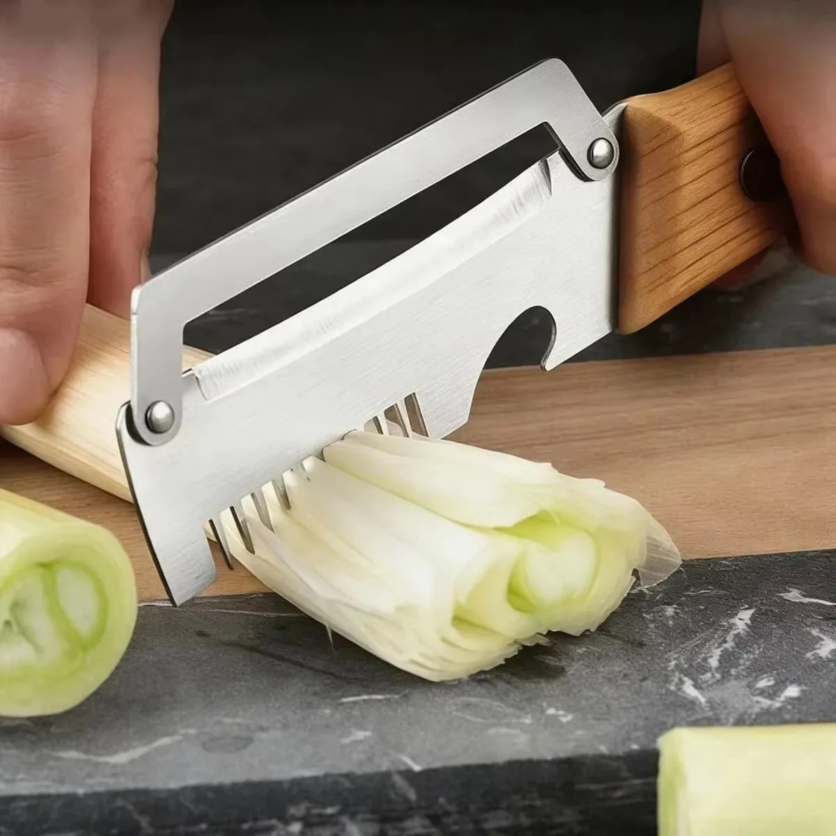 2PC Set Stainless Steel Multifunctional Kitchen Slicer Sharp Cutting Tool For Home Green Onion Cabbage Shredder Vegetable Peeler