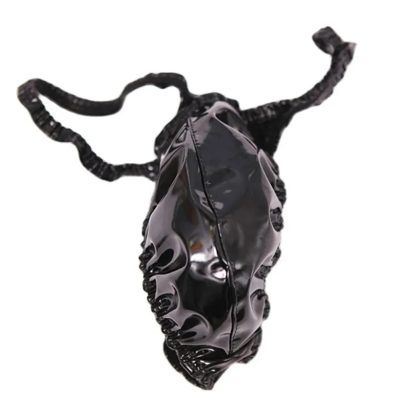 Sexiga män PVC glänsande U konvex pouchtrosor Lågväxt G-string Latexolja Glossig Sexig stringtrosa Carapace U Bulge Underkläder