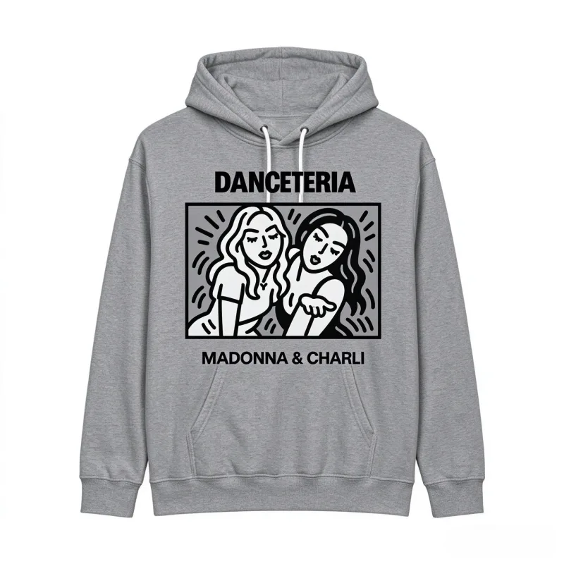 2026 Madonna Charli XCX Danceteria Hoodie Line Artกราฟิกพิมพ์Unisex Pullover Hooded Sweatshirt Popเพลงพัดลมเสื้อลำลอง