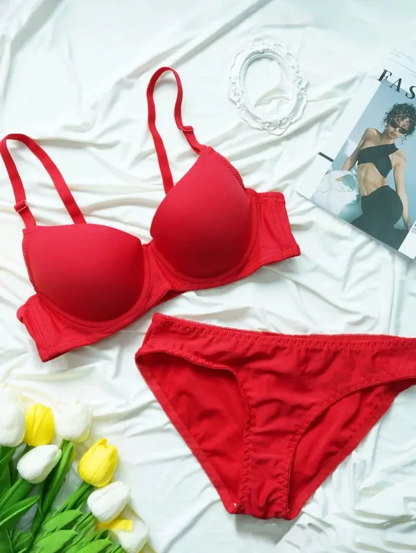 Solid bøjle Lingeri Sæt Undertøj Trussesæt Kvinder Push Up BH med stålring Intimates Undertøjsdragt